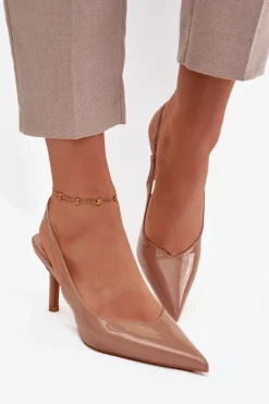 Boto Szpilki Lakierowane|Czółenka Klasyczne*Lakierowane Czółenka Na Szpilce Ciemnobeżowe Phelia Beżowy