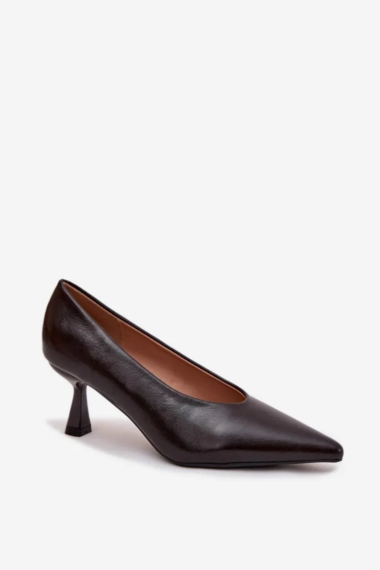 New Boto Lakierowane Czółenka Na Szpilce Czekoladowe Gavrielle Brązowy