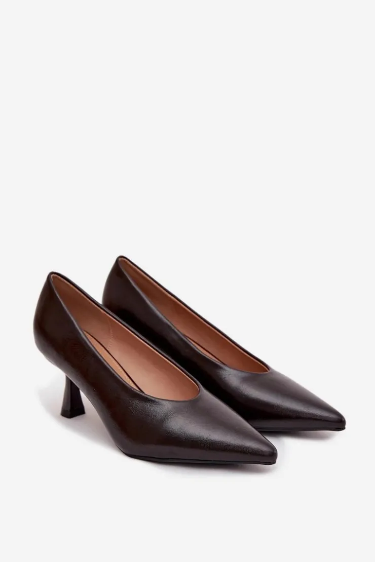 New Boto Lakierowane Czółenka Na Szpilce Czekoladowe Gavrielle Brązowy