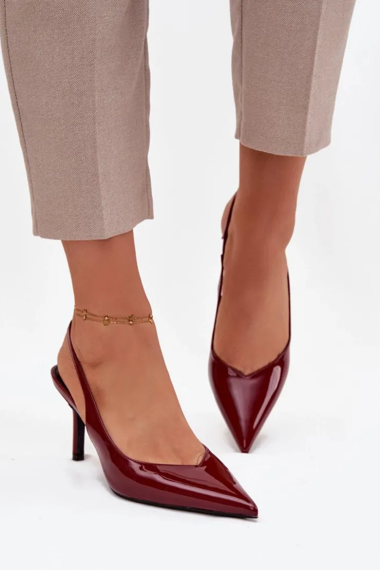Boto Szpilki Lakierowane|Czółenka Klasyczne*Lakierowane Czółenka Na Szpilce Bordowe Phelia Czerwony