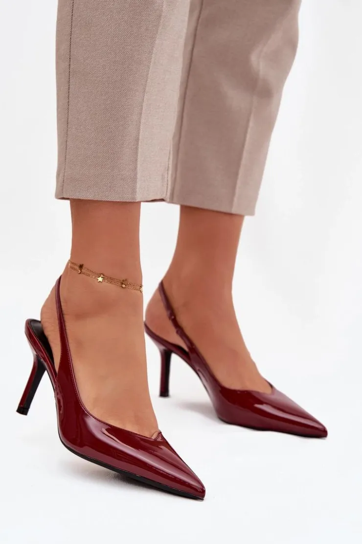 Boto Szpilki Lakierowane|Czółenka Klasyczne*Lakierowane Czółenka Na Szpilce Bordowe Phelia Czerwony