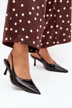 Boto Szpilki Lakierowane|Czółenka Klasyczne*Lakierowane Czółenka Na Szpilce Z Odkrytą Piętą Czarne Talira Czarny