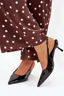 Boto Szpilki Lakierowane|Czółenka Klasyczne*Lakierowane Czółenka Na Szpilce Z Odkrytą Piętą Czarne Talira Czarny