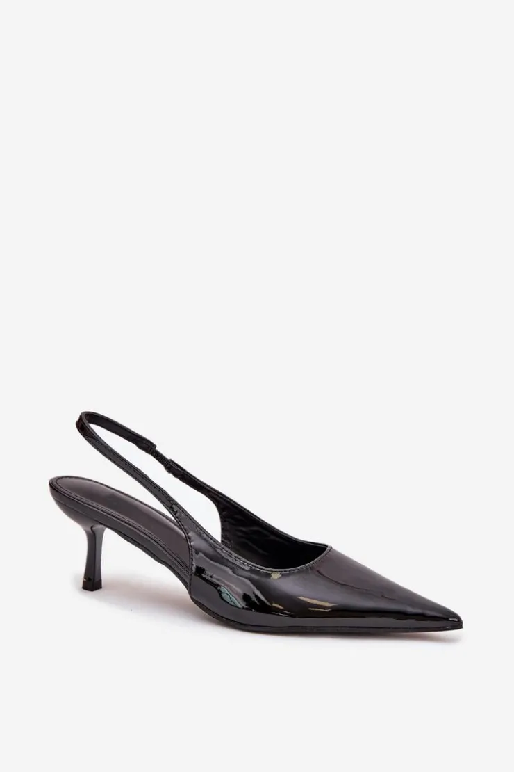 Boto Szpilki Lakierowane|Czółenka Klasyczne*Lakierowane Czółenka Na Szpilce Z Odkrytą Piętą Czarne Talira Czarny