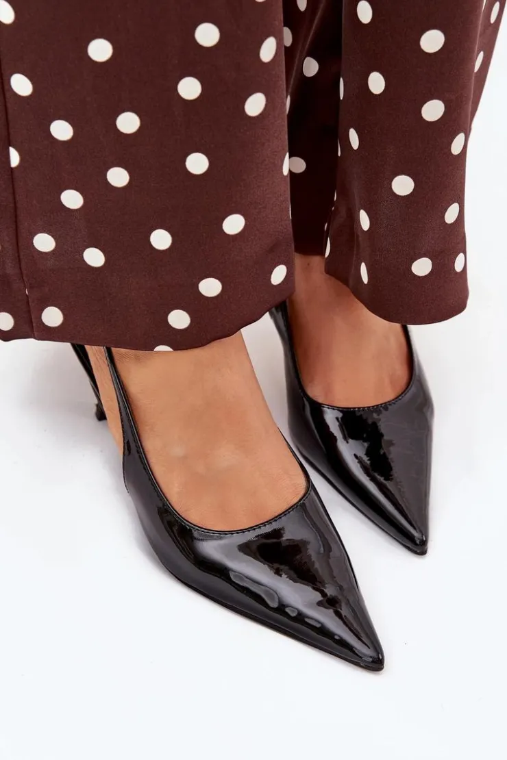 Boto Szpilki Lakierowane|Czółenka Klasyczne*Lakierowane Czółenka Na Szpilce Z Odkrytą Piętą Czarne Talira Czarny