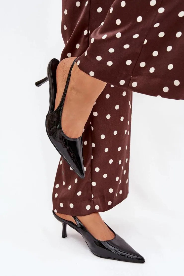 Boto Szpilki Lakierowane|Czółenka Klasyczne*Lakierowane Czółenka Na Szpilce Z Odkrytą Piętą Czarne Talira Czarny