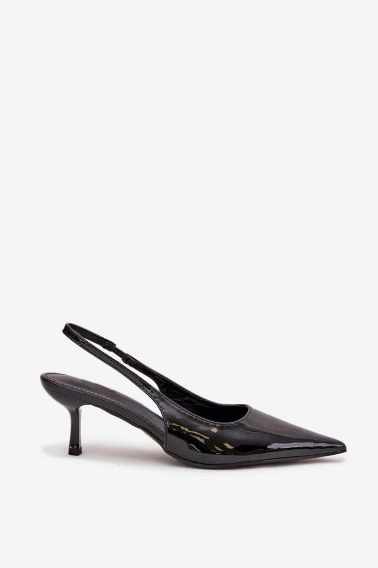 Boto Szpilki Lakierowane|Czółenka Klasyczne*Lakierowane Czółenka Na Szpilce Z Odkrytą Piętą Czarne Talira Czarny