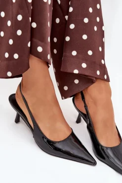 Boto Szpilki Lakierowane|Czółenka Klasyczne*Lakierowane Czółenka Na Szpilce Z Odkrytą Piętą Czarne Talira Czarny