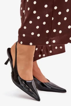 Boto Szpilki Lakierowane|Czółenka Klasyczne*Lakierowane Czółenka Na Szpilce Z Odkrytą Piętą Czarne Talira Czarny