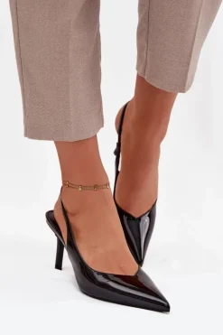 Sale Boto Lakierowane Czółenka Na Szpilce Czarne Phelia Czarny