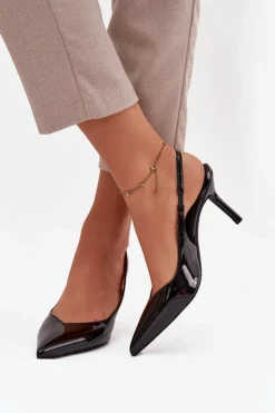 Sale Boto Lakierowane Czółenka Na Szpilce Czarne Phelia Czarny