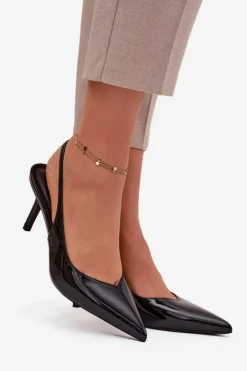 Sale Boto Lakierowane Czółenka Na Szpilce Czarne Phelia Czarny