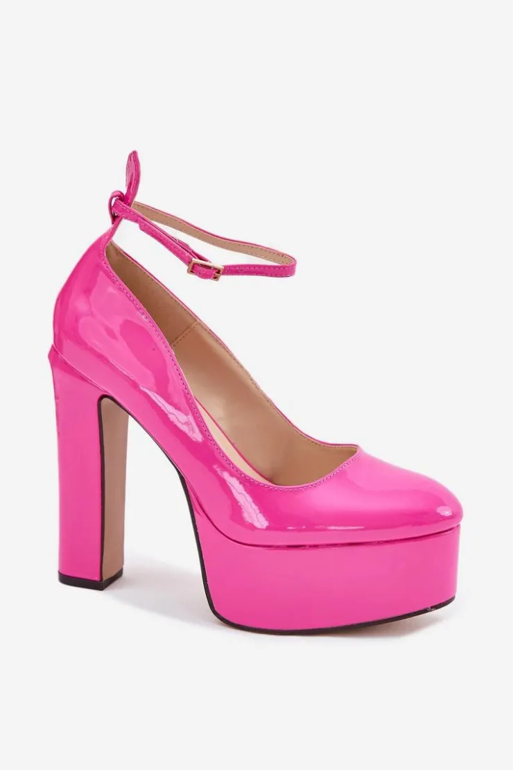 Boto Czółenka Na Słupku|Czółenka Klasyczne*Lakierowane Czółenka Na Wysokim Słupku I Platformie Różowe Nianka Różowy