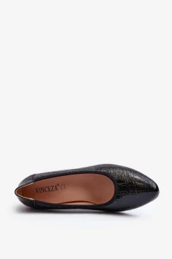 Sale Buty damskie Vinceza Lakierowane Czółenka Z Tłoczeniem Czarne Cynania