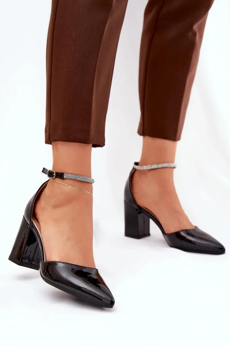 Boto Czółenka Na Słupku|Czółenka Klasyczne*Lakierowane Czółenka Ze Szpiczastymi Noskami Na Słupku Czarne Nossabel