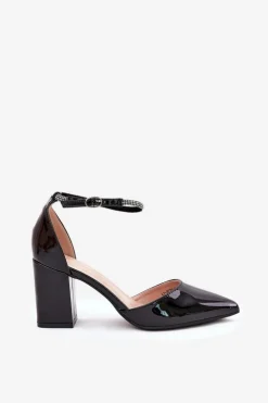 Boto Czółenka Na Słupku|Czółenka Klasyczne*Lakierowane Czółenka Ze Szpiczastymi Noskami Na Słupku Czarne Nossabel