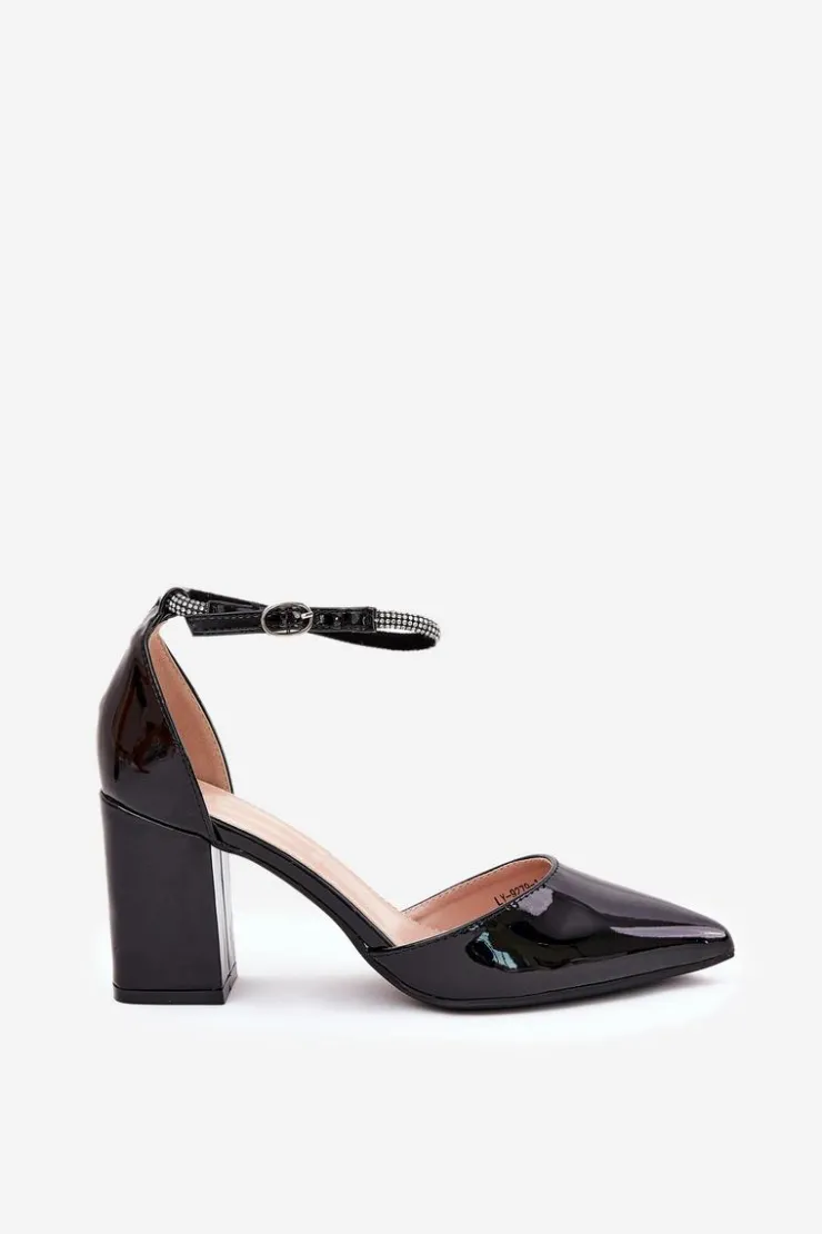 Boto Czółenka Na Słupku|Czółenka Klasyczne*Lakierowane Czółenka Ze Szpiczastymi Noskami Na Słupku Czarne Nossabel