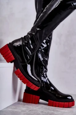 Damskie Boto Lakierowane Damskie Kozaki Za Kolano Czarne Callen