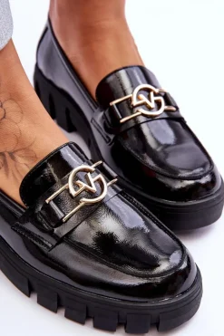 Damskie Buty damskie Vinceza Lakierowane Damskie Mokasyny Czarne Sanvi