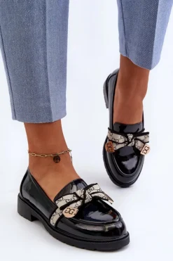 Damskie buty S.Barski Mokasyny Damskie Lakierowane*Lakierowane Damskie Półbuty Mokasyny S.Barski HY330A Czarne