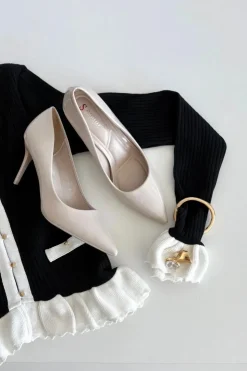 Damskie Boto Lakierowane Eko Skórzane Szpilki Damskie Ze Szpiczastymi Noskami Jasnobeżowe Jadira