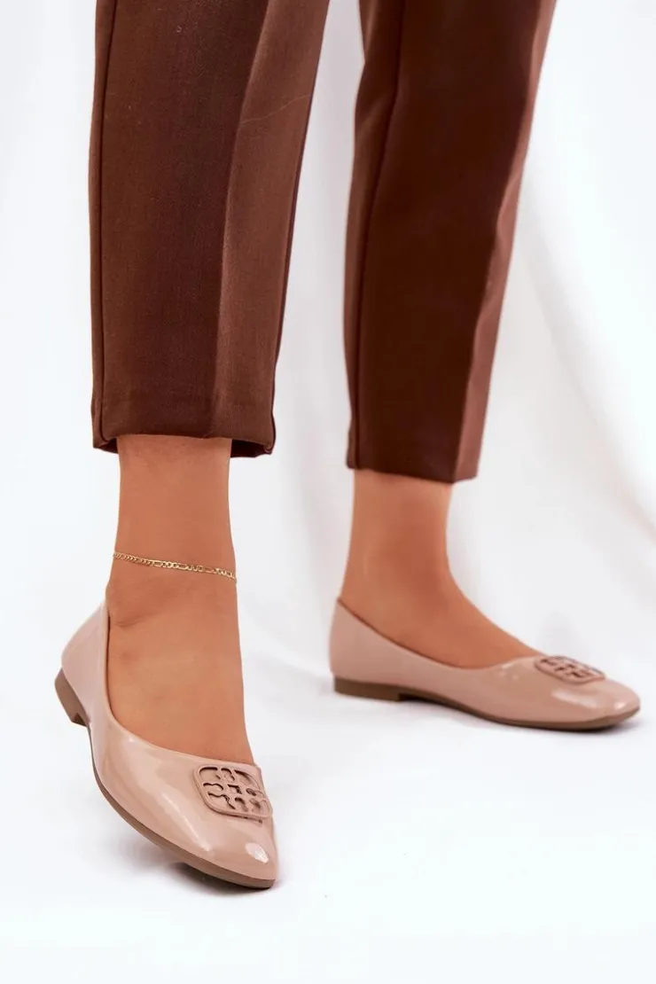 Buty damskie Vinceza Baleriny Skórzane|Baleriny Klasyczne*Lakierowane Eleganckie Baleriny Damskie Z Ozdobnym Detalem Vinceza 17377 Beżowe Beżowy