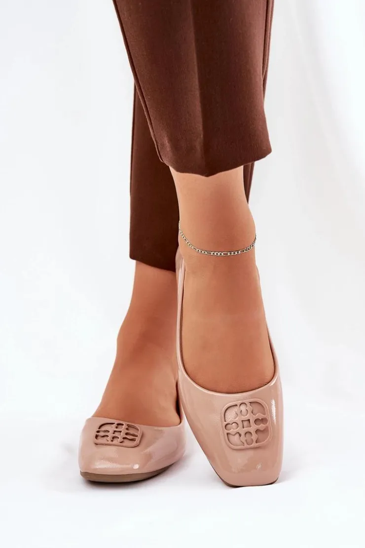 Buty damskie Vinceza Baleriny Skórzane|Baleriny Klasyczne*Lakierowane Eleganckie Baleriny Damskie Z Ozdobnym Detalem Vinceza 17377 Beżowe Beżowy