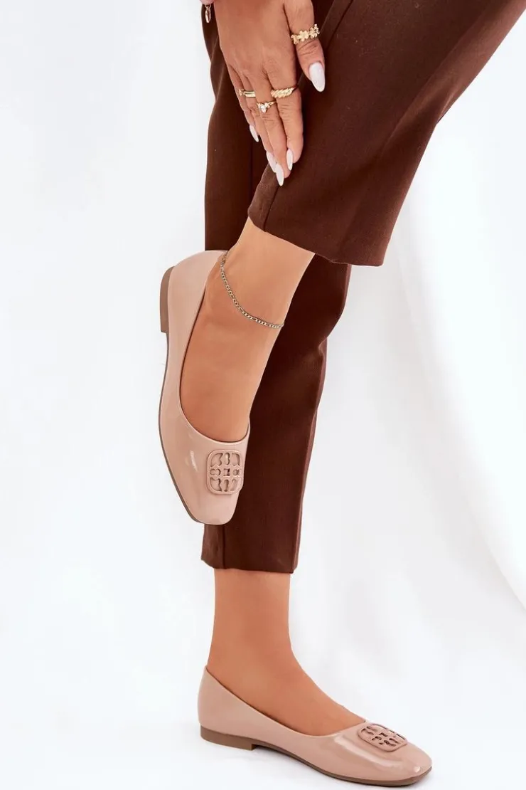 Buty damskie Vinceza Baleriny Skórzane|Baleriny Klasyczne*Lakierowane Eleganckie Baleriny Damskie Z Ozdobnym Detalem Vinceza 17377 Beżowe Beżowy