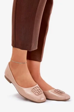 Buty damskie Vinceza Baleriny Skórzane|Baleriny Klasyczne*Lakierowane Eleganckie Baleriny Damskie Z Ozdobnym Detalem Vinceza 17377 Beżowe Beżowy