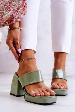 Online Boto Lakierowane Klapki Na Słupku Zielone Seattle