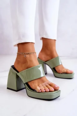 Online Boto Lakierowane Klapki Na Słupku Zielone Seattle