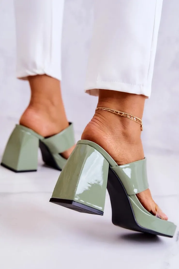 Online Boto Lakierowane Klapki Na Słupku Zielone Seattle