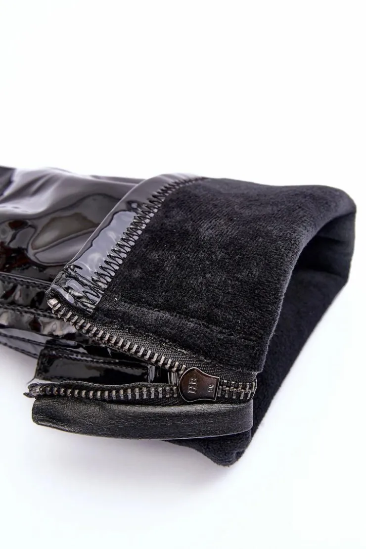 Sale Boto Lakierowane Kozaki Na Masywnej Platformie Z Suwakiem Czarne Ringo