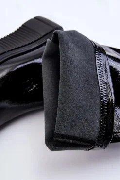 Boto Kozaki Na Koturnie|Kozaki Przed Kolano*Lakierowane Kozaki Przed Kolano Na Platformie Czarne Spectrum