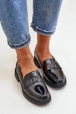 Online Buty damskie Vinceza Lakierowane Mokasyny Damskie Ze Skóry Naturalnej Czarne Vinceza 58409