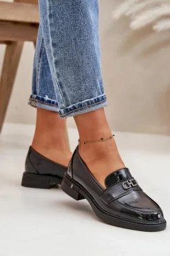 Online Buty damskie Vinceza Lakierowane Mokasyny Damskie Ze Skóry Naturalnej Czarne Vinceza 58409