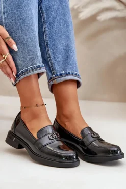 Online Buty damskie Vinceza Lakierowane Mokasyny Damskie Ze Skóry Naturalnej Czarne Vinceza 58409