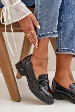 Online Buty damskie Vinceza Lakierowane Mokasyny Damskie Ze Skóry Naturalnej Czarne Vinceza 58409