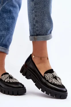 Laura Messi Półbuty Lakierowane|Półbuty Skórzane*Lakierowane Mokasyny Damskie 2785 Czarne