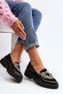 Laura Messi Półbuty Lakierowane|Półbuty Skórzane*Lakierowane Mokasyny Damskie 2785 Czarne