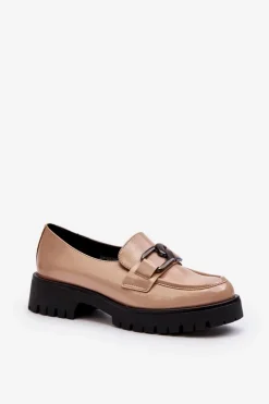 Damskie Buty damskie Vinceza Lakierowane Mokasyny Damskie Beżowe Santtes