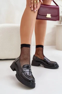 Damskie Damskie buty S.Barski Lakierowane Mokasyny Loafersy Damskie D&A JC42-62 Czarne