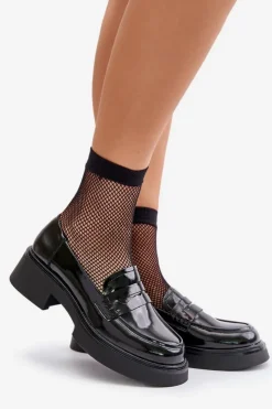 Damskie Damskie buty S.Barski Lakierowane Mokasyny Loafersy Damskie D&A JC42-62 Czarne