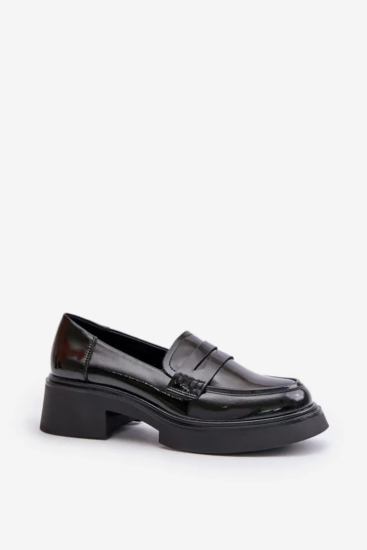 Damskie Damskie buty S.Barski Lakierowane Mokasyny Loafersy Damskie D&A JC42-62 Czarne