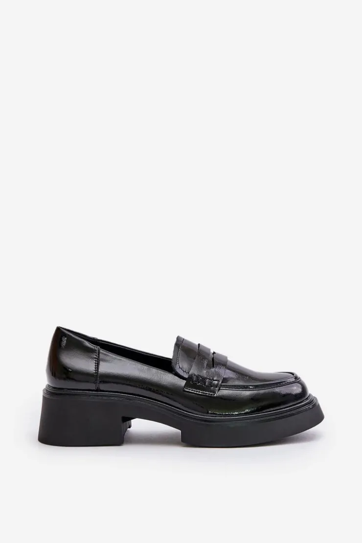 Damskie Damskie buty S.Barski Lakierowane Mokasyny Loafersy Damskie D&A JC42-62 Czarne