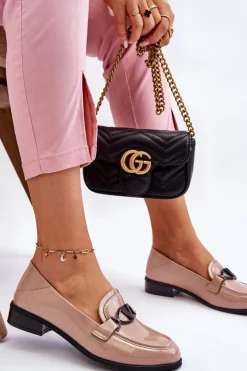 New Buty damskie Vinceza Lakierowane Mokasyny Na Płaskim Obcasie Beżowe Marra