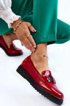Buty damskie Vinceza Mokasyny Damskie Lakierowane|Mokasyny Na Platformie*Lakierowane Mokasyny Na Platformie Czerwone Abisso
