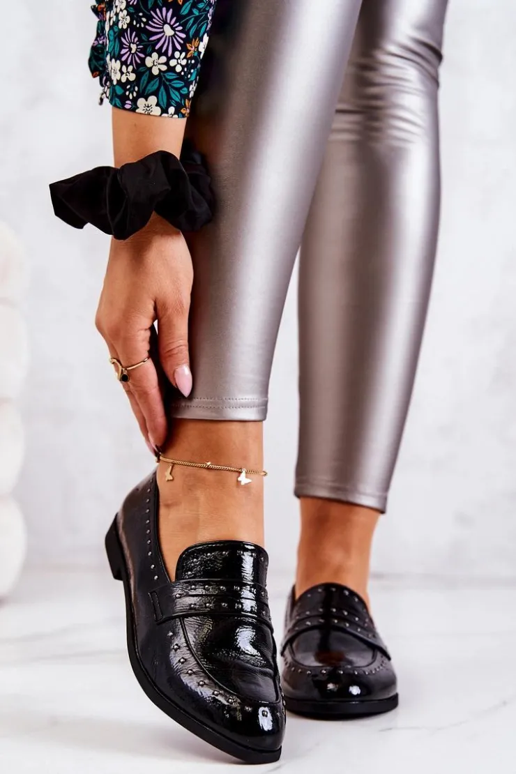 Outlet Boto Lakierowane Mokasyny Z Dżetami La.Fi 210016B-LA Czarne