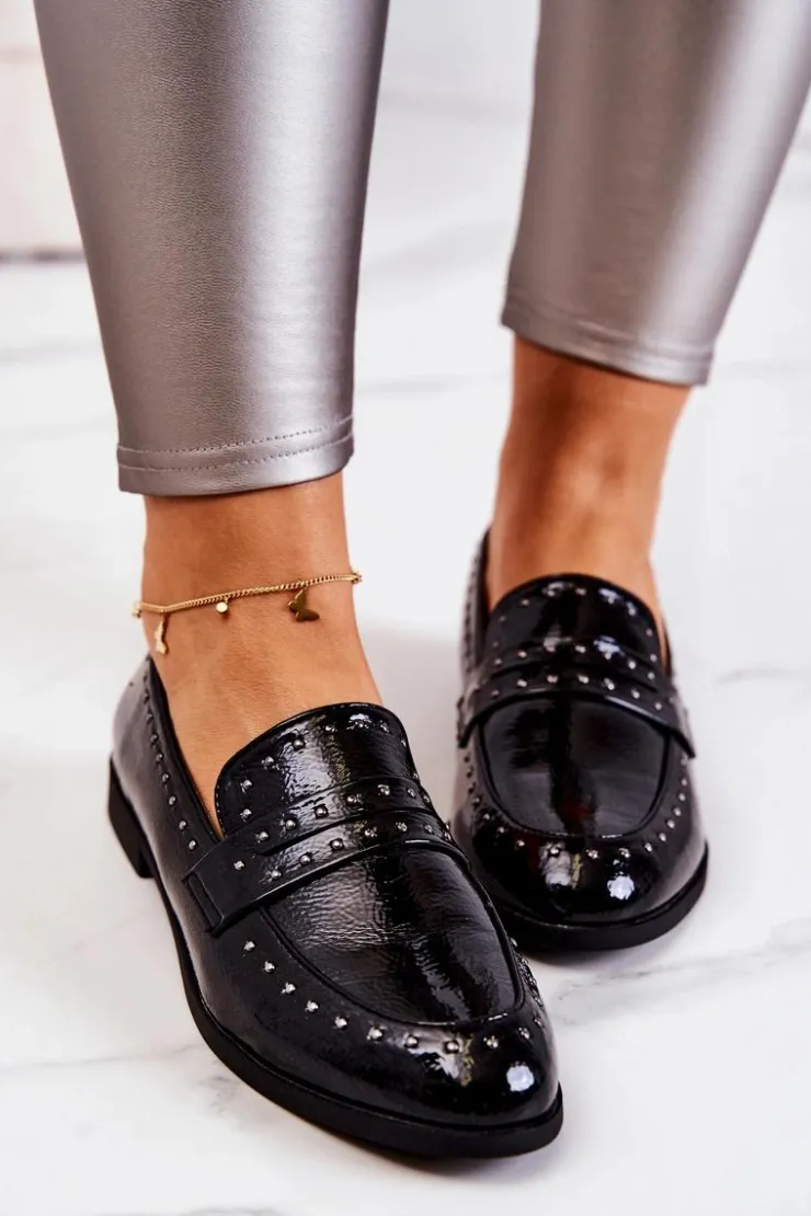 Outlet Boto Lakierowane Mokasyny Z Dżetami La.Fi 210016B-LA Czarne