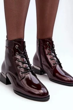 Buty damskie Vinceza Botki Sznurowane|Czarne Botki*Lakierowane Ocieplane Botki Na Suwak Bordowe Achonia